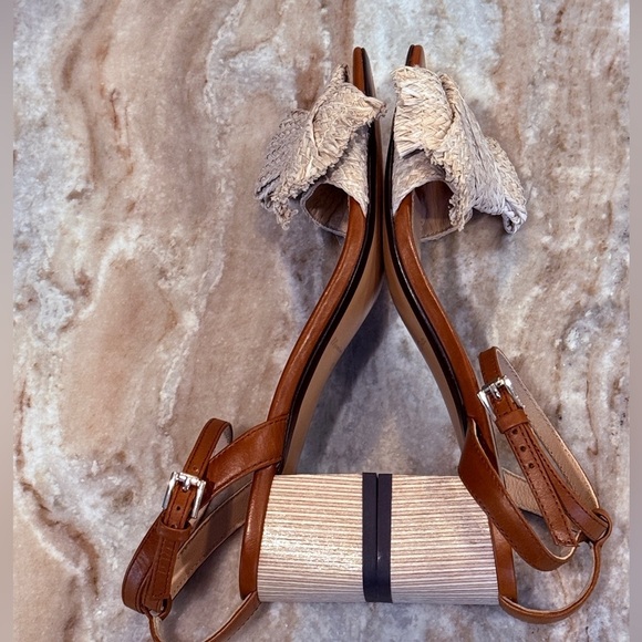 Women’s Massimo Dutti raffia brown leather heeled sandals- Size 37 - Picture 8 of 9